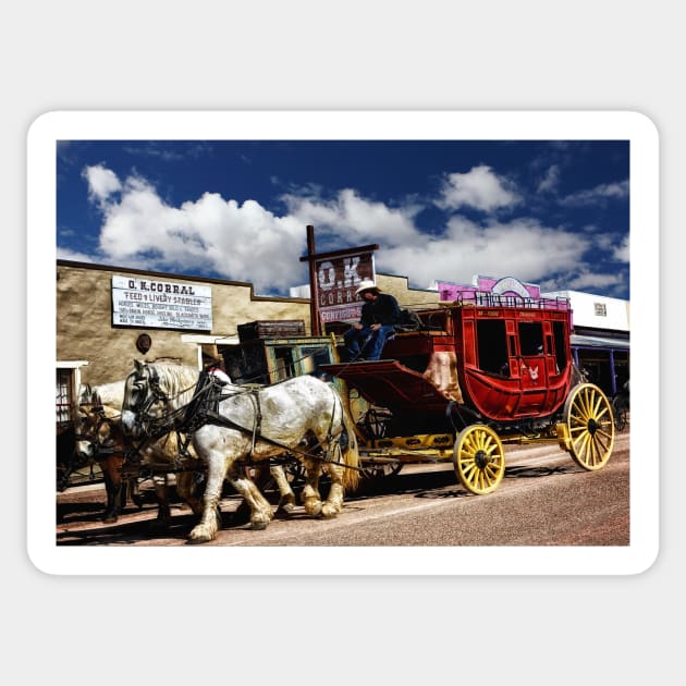 Tombstone Arizona Stagecoach Sticker by JimDeFazioPhotography